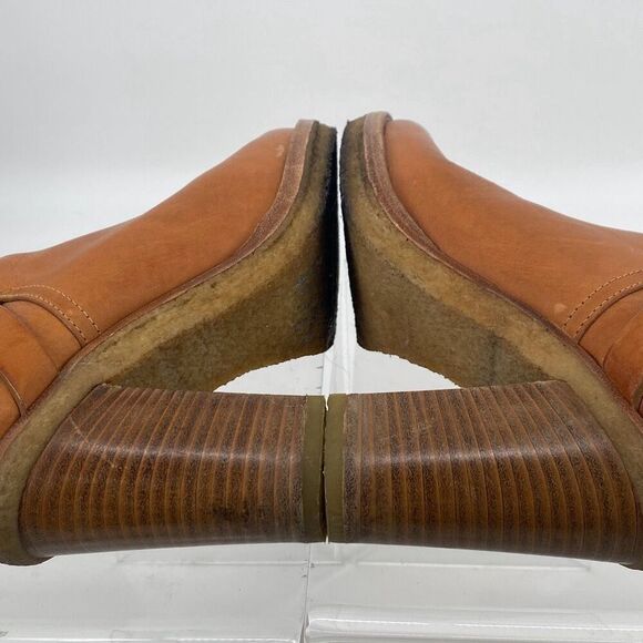 Mulberry Dorset Stacked Heel Buckle Ankle Boots Leather Cognac Size EU 38/ US 7 - Picture 14 of 16